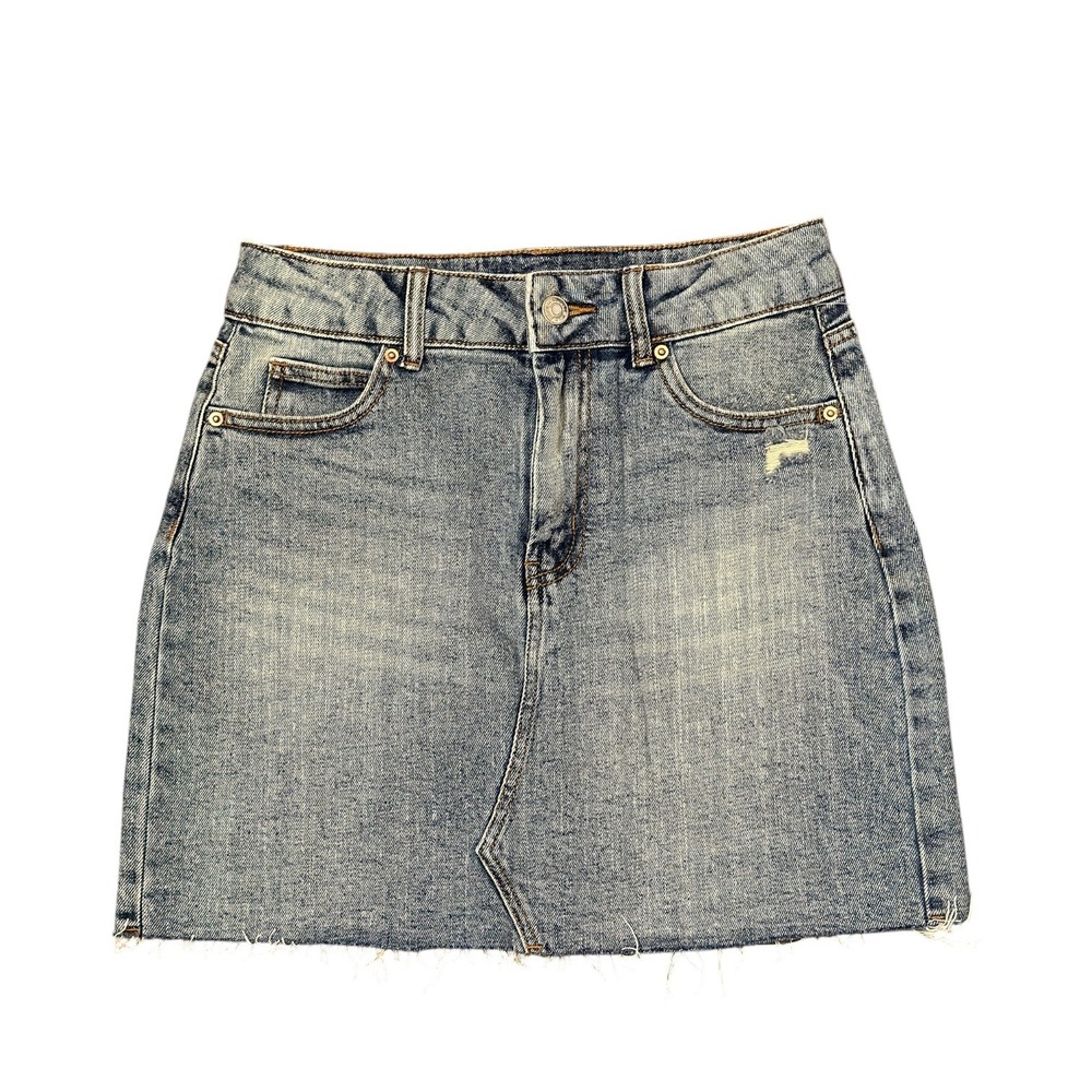 Wild Fable Denim Mini Skirt Medium Blue Raw Hem Women's Size 2 NWT